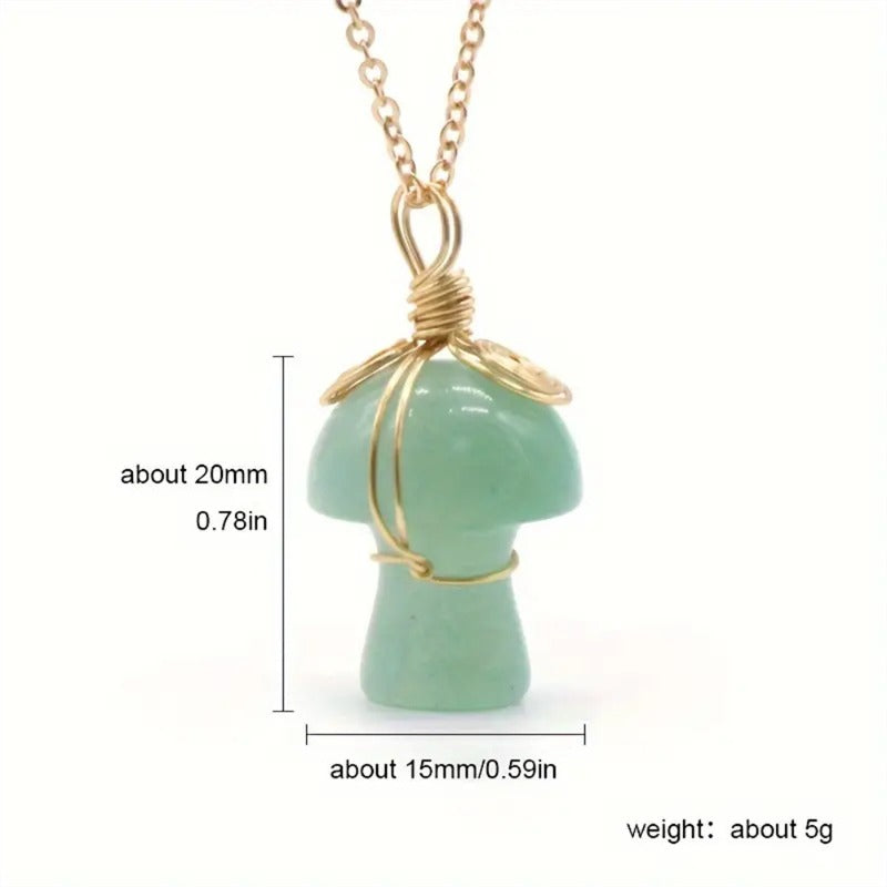 Wholesale Natural Crystal Stone Mushroom Necklace